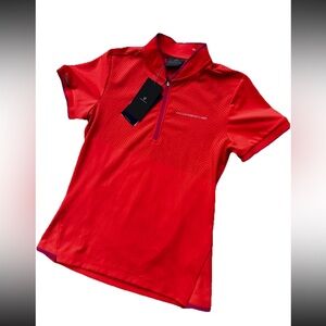 NWT Porsche Quarter Zip Polo Shirt Sport Collection Coral Pink Women’s Sz S